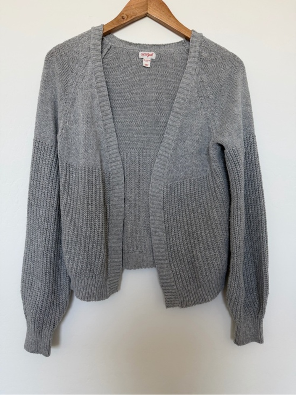 Cat & Jack Gray Open-Front Knit Cardigan